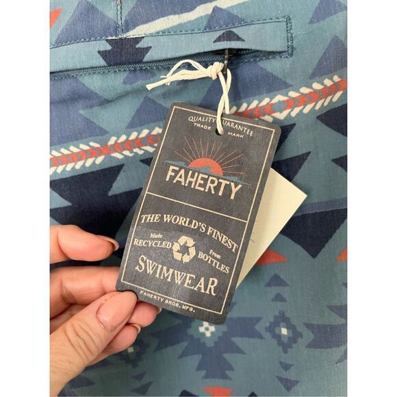 Faherty Good Feather 7-inch Boardshort - Six Rivers Turquoise NEW NWT - Picture 5 of 5